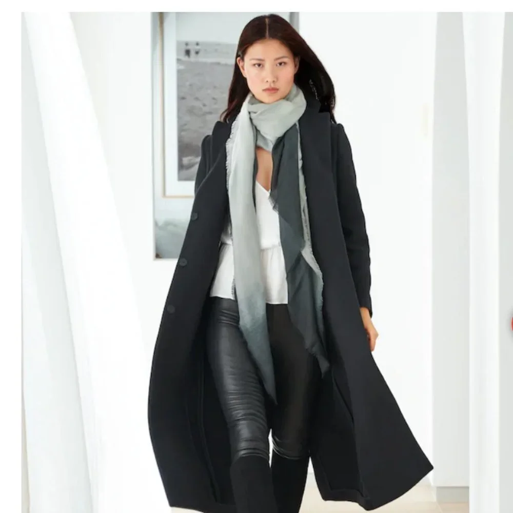 CUSHNIE Carly Grey Horizon Ombre Oversized Scarf